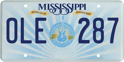 MS license plate OLE287