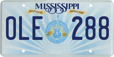 MS license plate OLE288