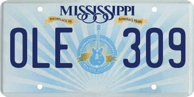 MS license plate OLE309