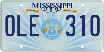 MS license plate OLE310