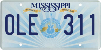 MS license plate OLE311