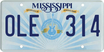 MS license plate OLE314