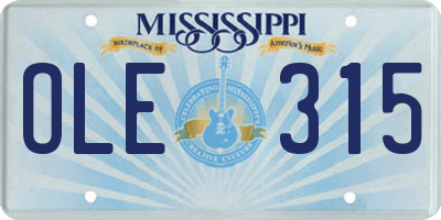 MS license plate OLE315