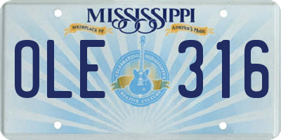 MS license plate OLE316