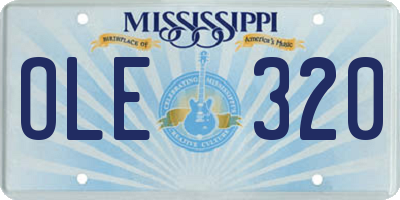 MS license plate OLE320