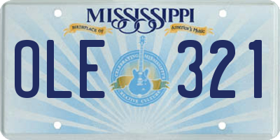 MS license plate OLE321