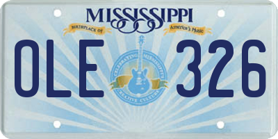 MS license plate OLE326