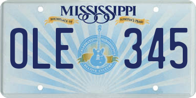 MS license plate OLE345
