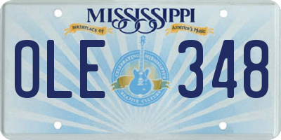 MS license plate OLE348
