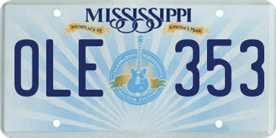 MS license plate OLE353