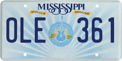 MS license plate OLE361