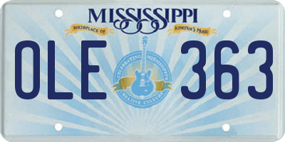 MS license plate OLE363