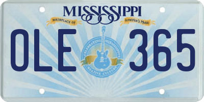 MS license plate OLE365