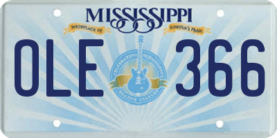 MS license plate OLE366
