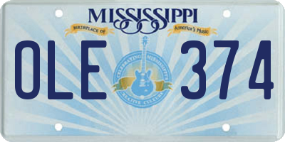 MS license plate OLE374
