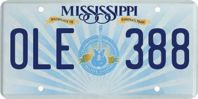 MS license plate OLE388