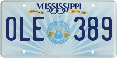 MS license plate OLE389
