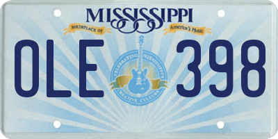 MS license plate OLE398