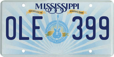 MS license plate OLE399