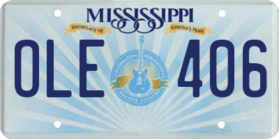 MS license plate OLE406