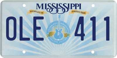 MS license plate OLE411