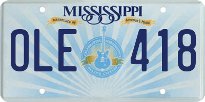 MS license plate OLE418