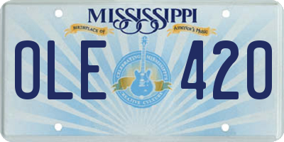 MS license plate OLE420