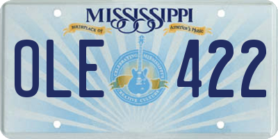 MS license plate OLE422