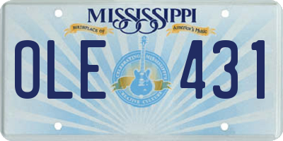 MS license plate OLE431