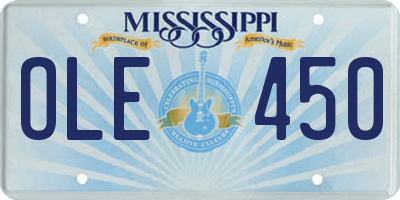 MS license plate OLE450