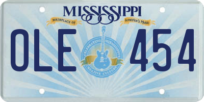MS license plate OLE454