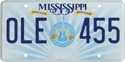 MS license plate OLE455