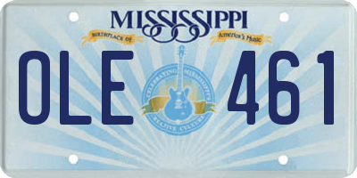 MS license plate OLE461