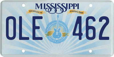 MS license plate OLE462
