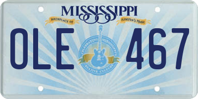 MS license plate OLE467
