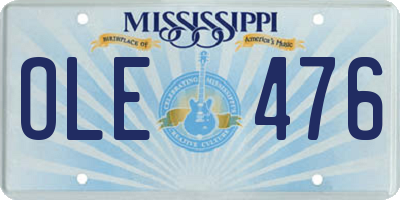 MS license plate OLE476