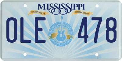 MS license plate OLE478