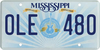 MS license plate OLE480