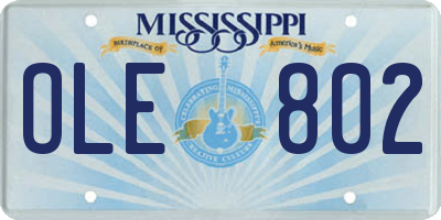 MS license plate OLE802