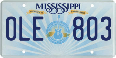 MS license plate OLE803