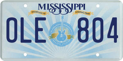 MS license plate OLE804