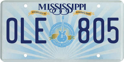 MS license plate OLE805