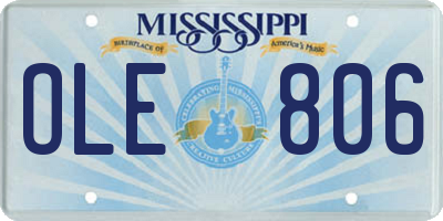 MS license plate OLE806