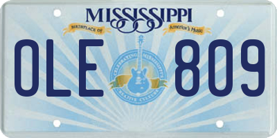 MS license plate OLE809