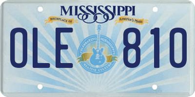 MS license plate OLE810