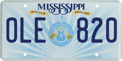 MS license plate OLE820