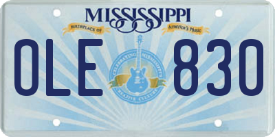 MS license plate OLE830