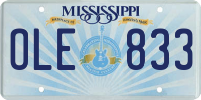 MS license plate OLE833