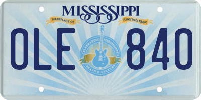 MS license plate OLE840