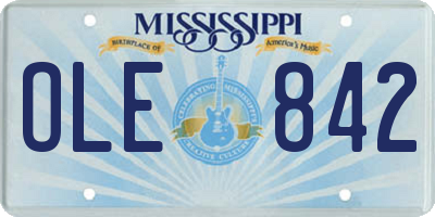 MS license plate OLE842